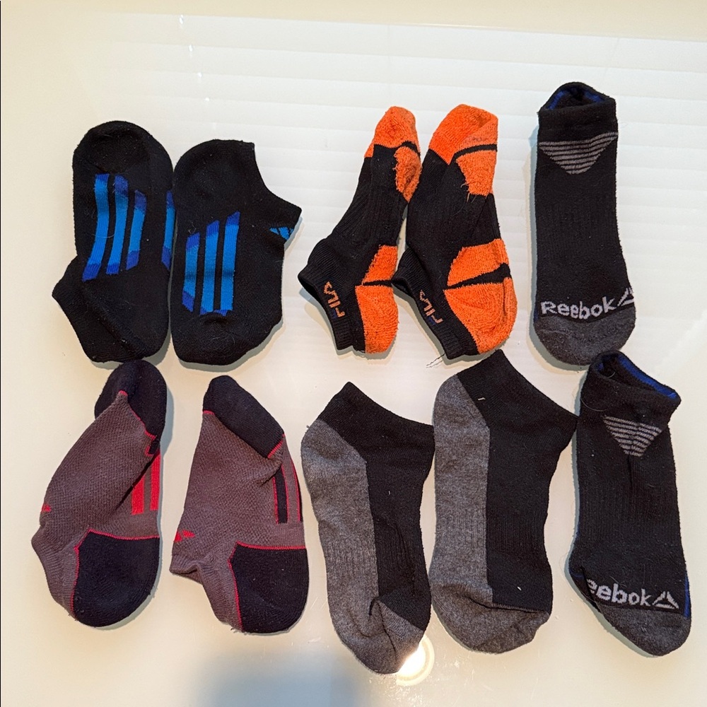 Reebok Men's Athletic Socks - Black, Blue, Orange, Gray